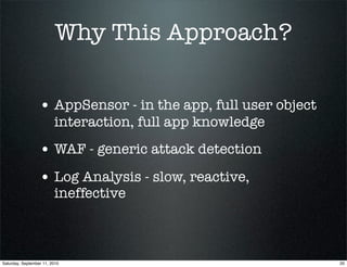 Real Time Application Defenses - The Reality of AppSensor & ESAPI