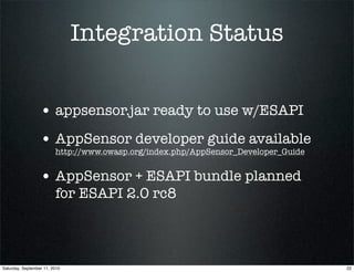 Real Time Application Defenses - The Reality of AppSensor & ESAPI