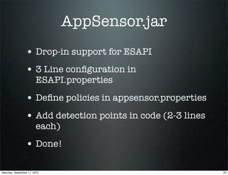 Real Time Application Defenses - The Reality of AppSensor & ESAPI