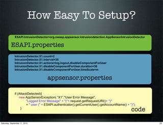 Real Time Application Defenses - The Reality of AppSensor & ESAPI