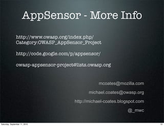 Real Time Application Defenses - The Reality of AppSensor & ESAPI