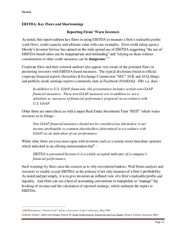 valuation analysis ebitda shortcomings