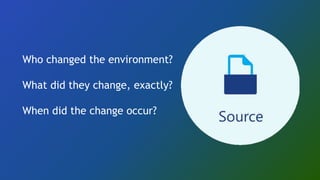 Who changed the environment?
What did they change, exactly?
When did the change occur?
 