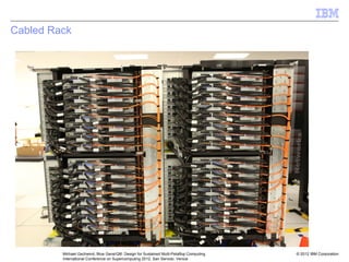 © 2012 IBM Corporation
Michael Gschwind, Blue Gene/Q®: Design for Sustained Multi-Petaflop Computing
International Conference on Supercomputing 2012, San Servolo, Venice
Cabled Rack
 