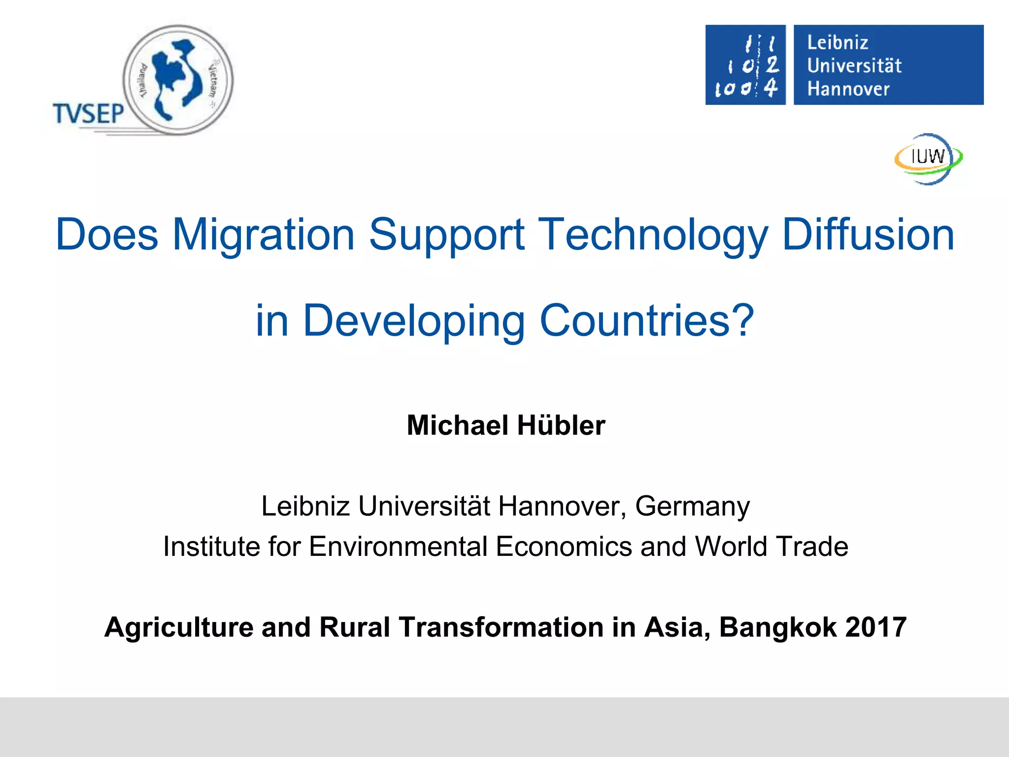 Does Migration Support Technology Diffusion in Developing Countries? | PPT