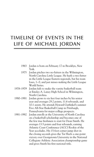 xviii TIMELINE 
and All-NBA first teamer, Jordan makes the first 
team All-Defensive squad and finishes second in 
the NBA...