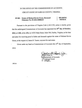 Michael Kevin Green Hearing Notice