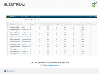 BUZZSTREAM




              Track link, prospects, social progress all in one place.
                            Use it: http://www.buzzstream.com



 @ipullrank
 