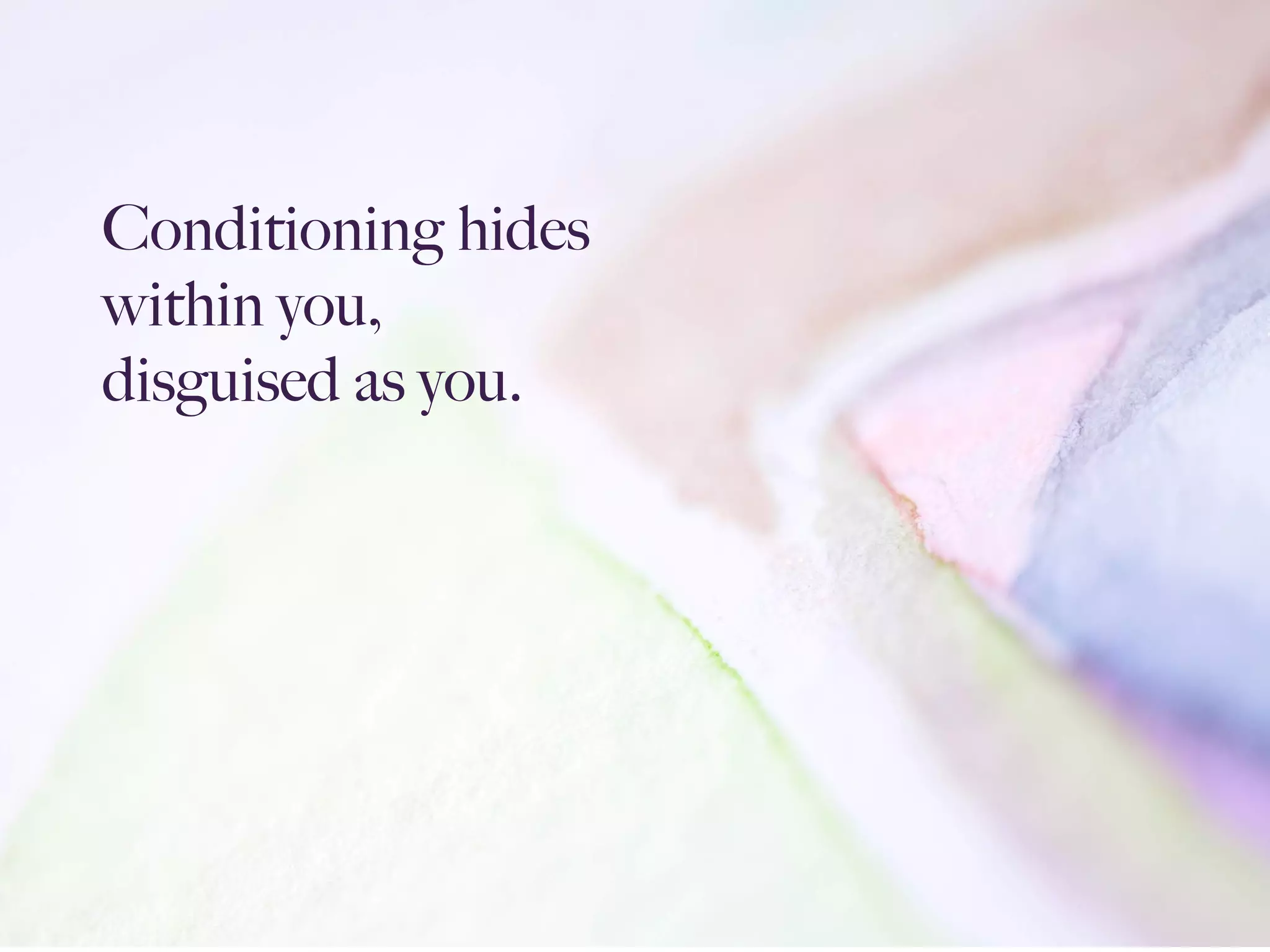 Conditioning hides
within you,
disguised as you.
 