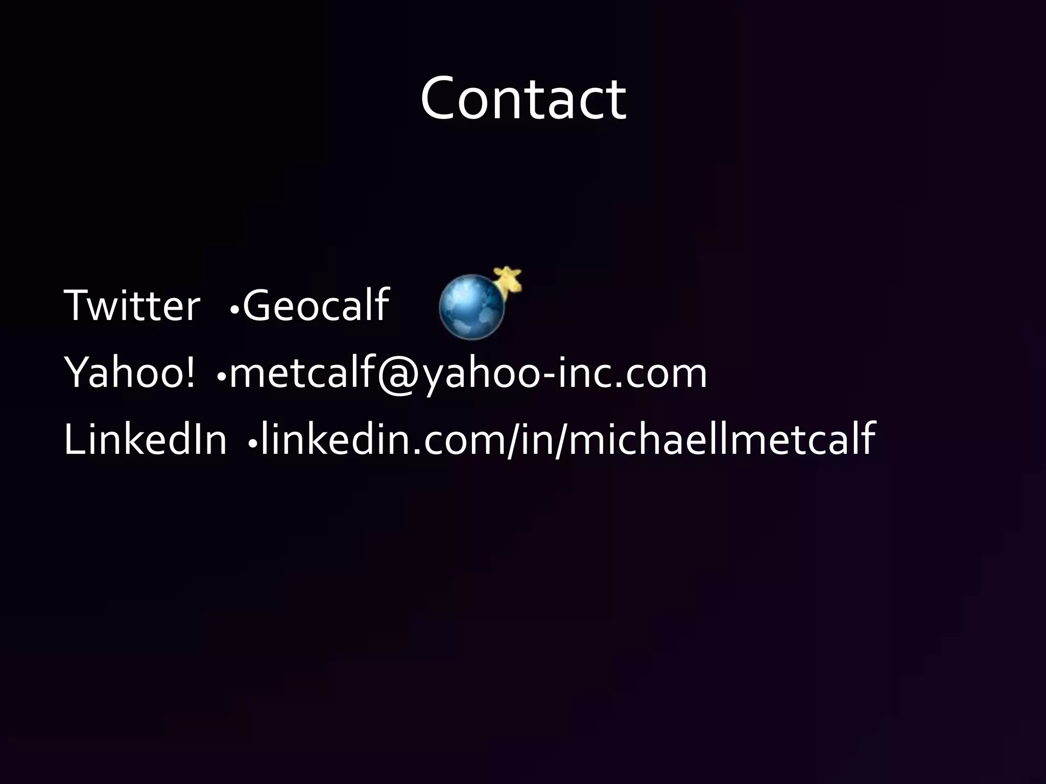 Maintaining a personal location history service will become a mainstream utility.1432As we move through space, we define places with our behaviors and preferences. Every place is imprinted with our psychographics.You probably have something in common with those around you.Privacy is a core feature of Spatial Networking.