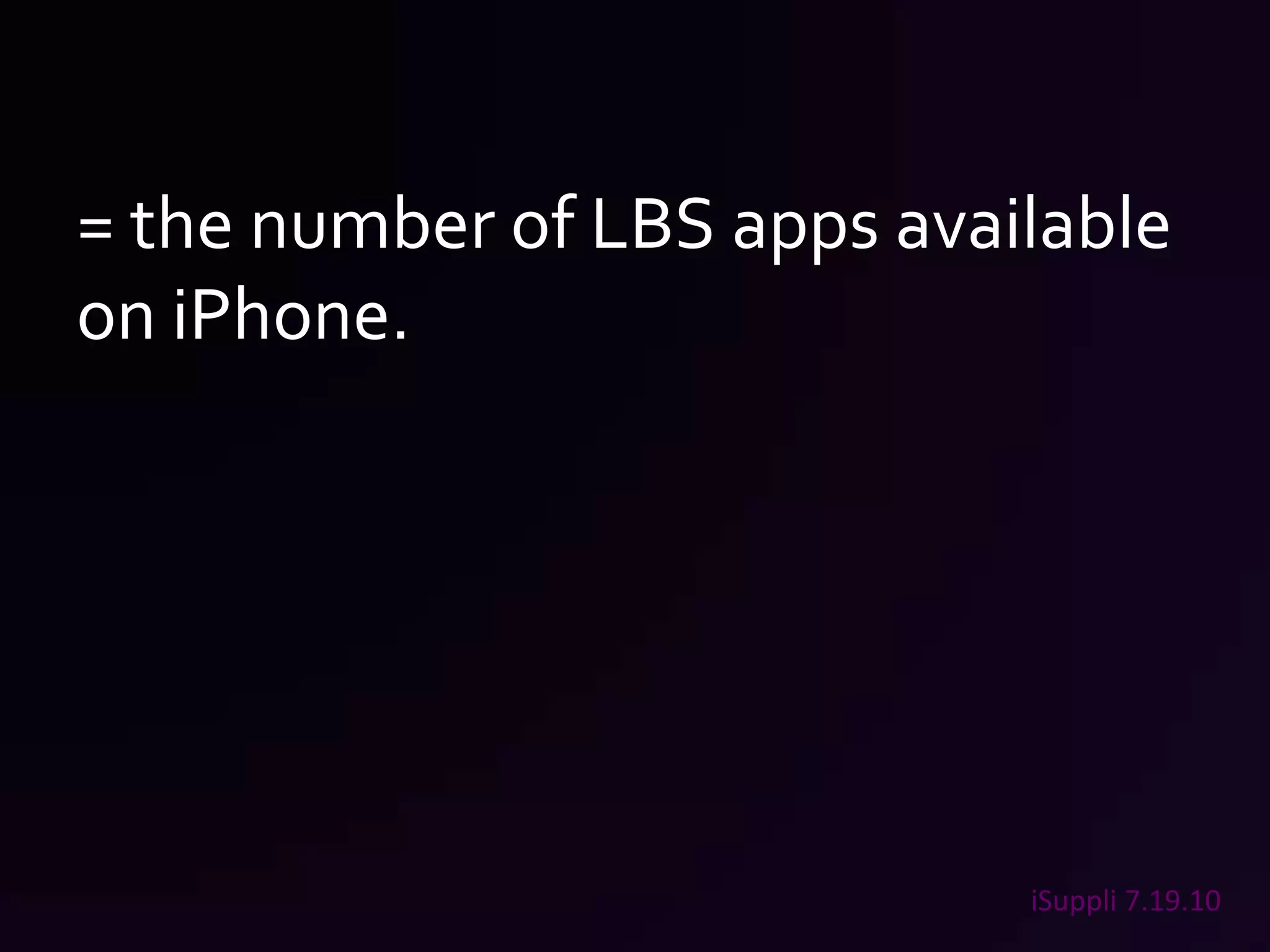 = the number of LBS apps available on iPhone.iSuppli 7.19.10