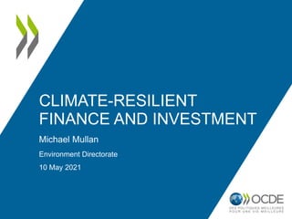 CLIMATE-RESILIENT
FINANCE AND INVESTMENT
Michael Mullan
Environment Directorate
10 May 2021
 