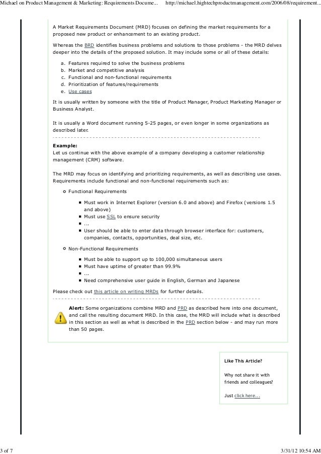 Market Requirements Document Template PDF Template Market Requirements Document Template PDF Template