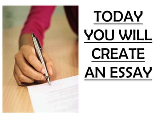 TODAY
YOU WILL
 CREATE
AN ESSAY
 