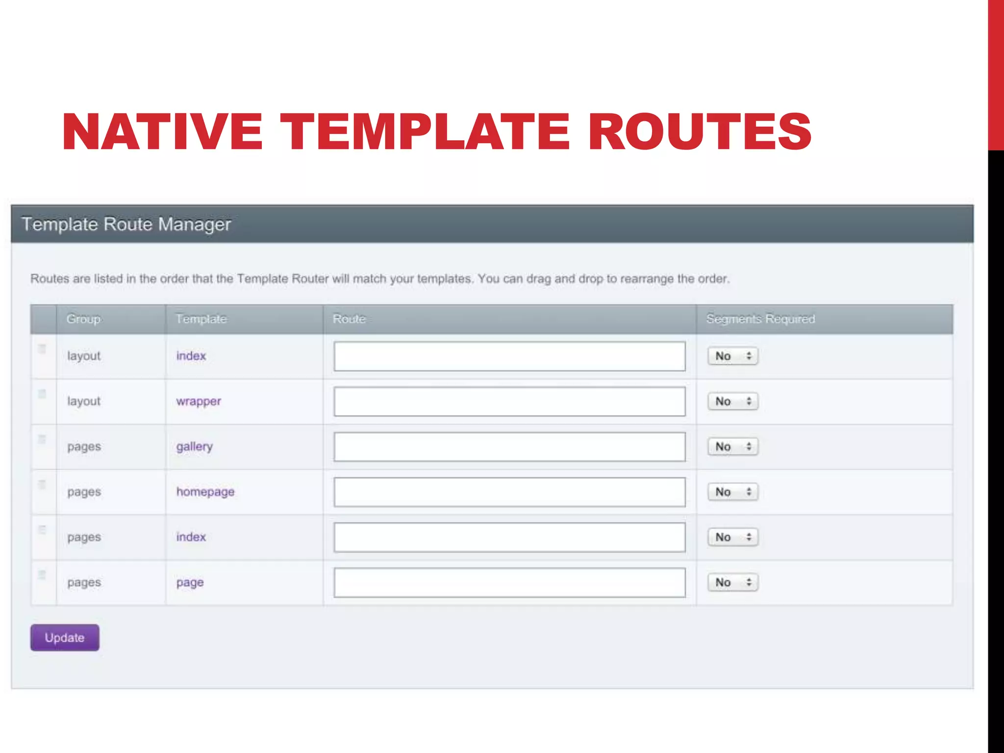 NATIVE TEMPLATE ROUTES 