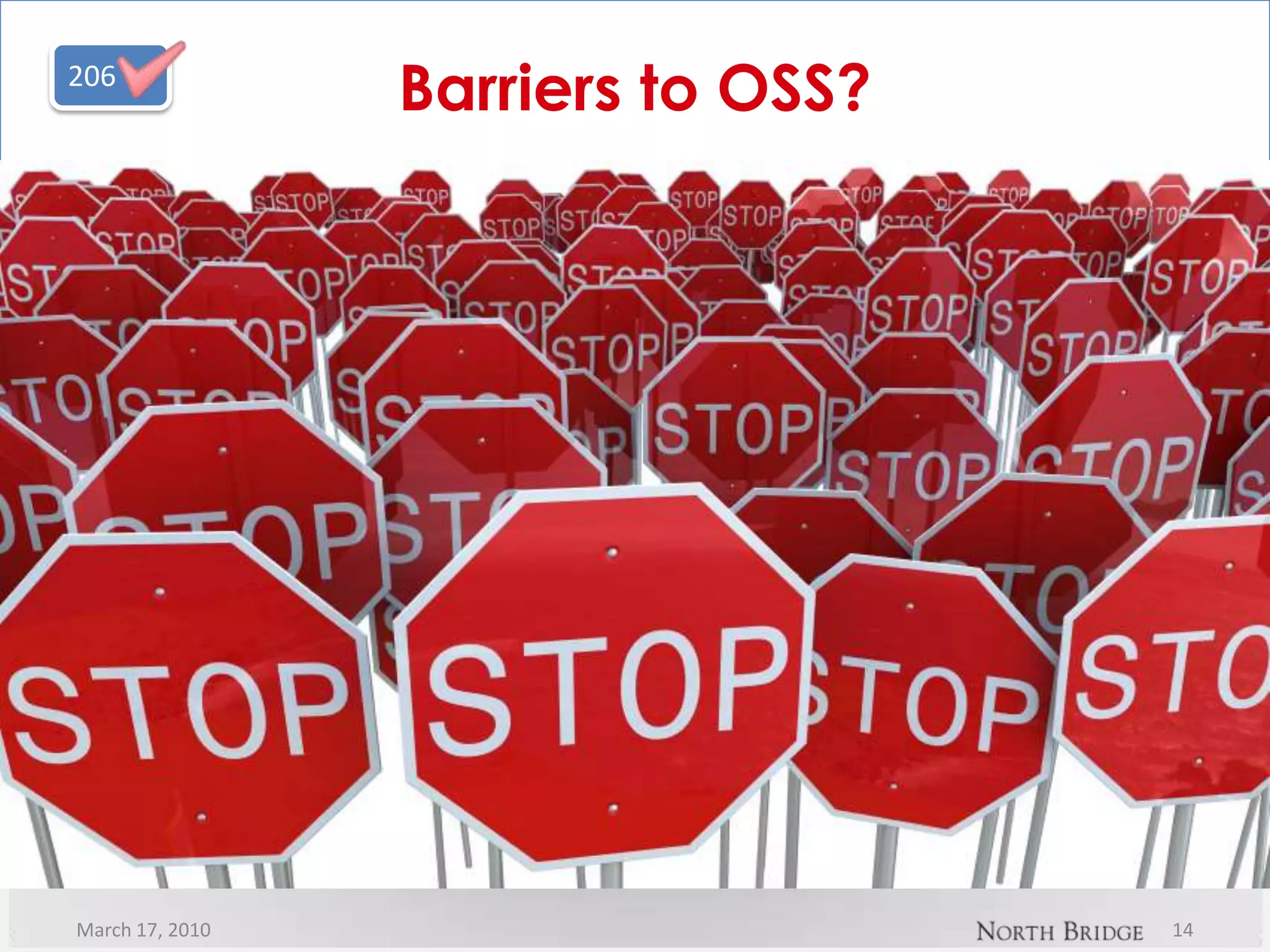 March 17, 201014Barriers to OSS?206