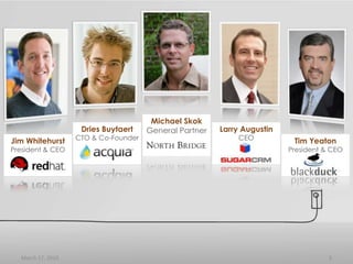 Dries Buytaert<br />CTO & Co-Founder<br />Jim Whitehurst<br />President & CEO<br />Michael Skok<br />General Partner<br />...