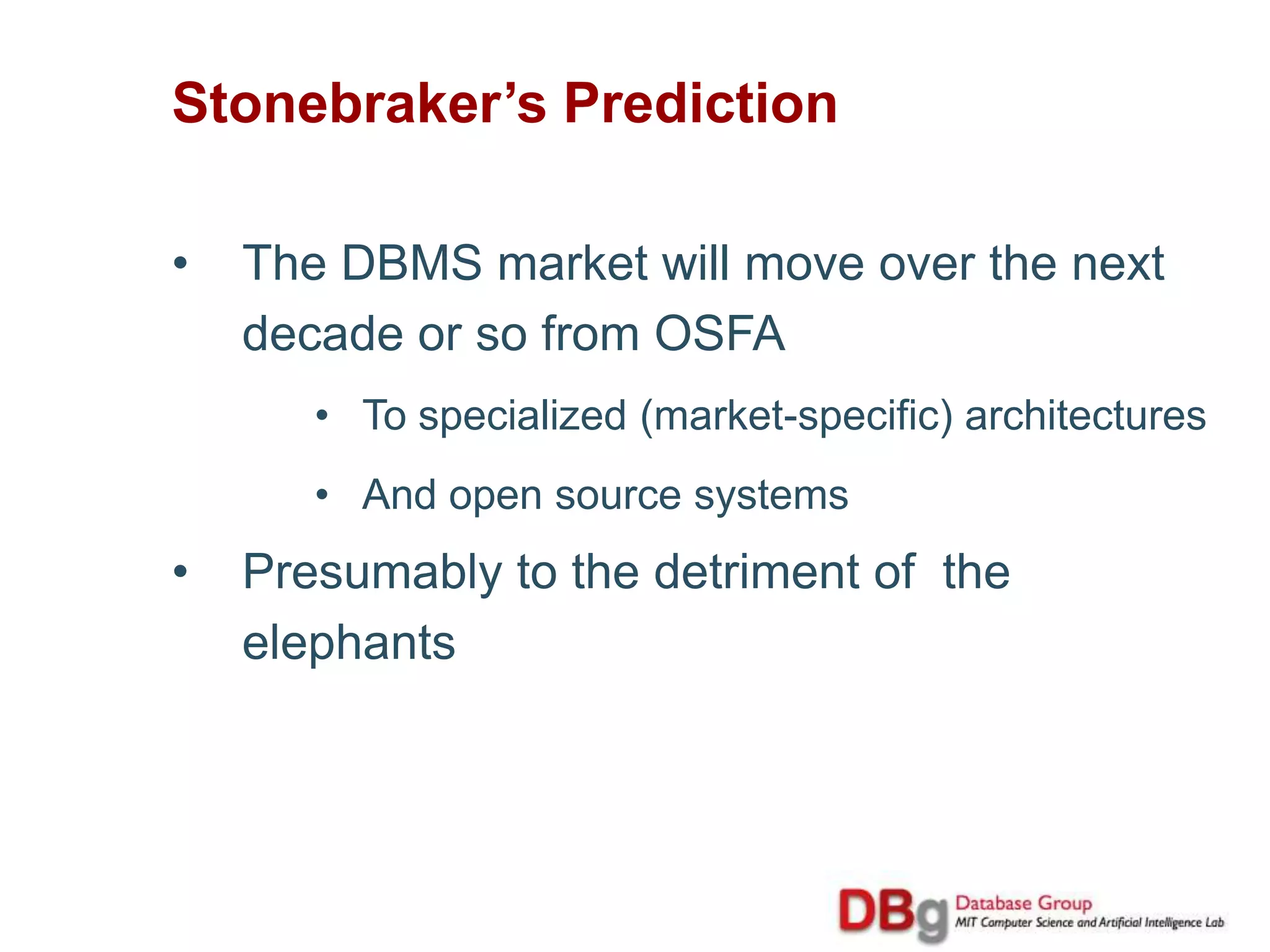 Warehouses (Vertica, SybaseIQ, KX, …)