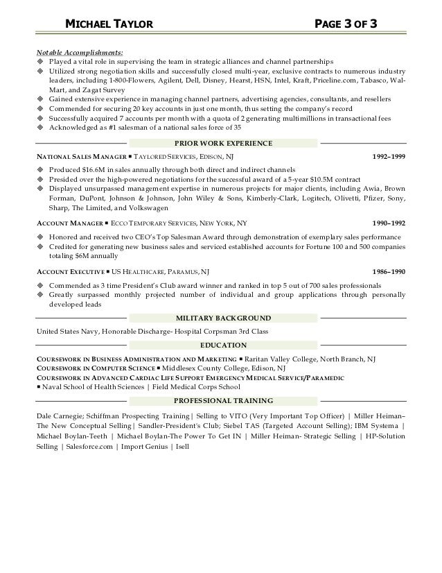 sales management resume examples