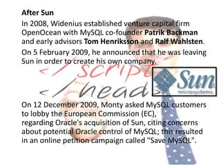 Mysql Founder Michael Widenius | PPTX