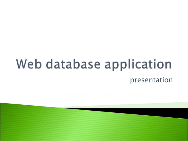 Web database application | PPT
