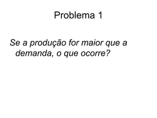 Problema 1 Se a produção for maior que a demanda, o que ocorre? 