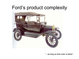 Ford’s product complexity “…as long as that color is black”. 