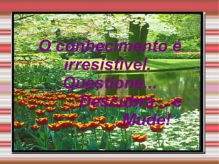 O conhecimento é irresistível.  Questione... Descubra... e  Mude! 