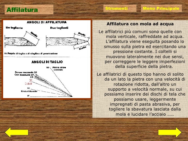 Michele ferrari : corso di intaglio multimediale Angolo di affilatura coltelli
