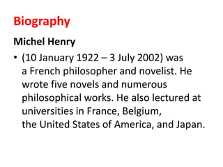 Michel Henry's Autobiography | PPTX