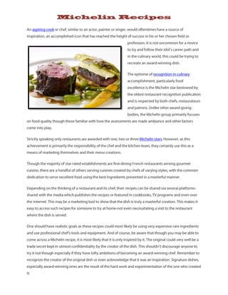 Michelin recipes