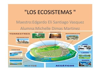 "LOS ECOSISTEMAS "
Maestro:Edgardo Eli Santiago Vasquez
Alumna:Michelle Dimas Martinez
Grado y grupo:5"C"
 