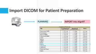 Import DICOM for Patient Preparation
PLANNING IMPORT into AlignRT
 