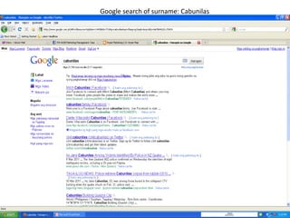Google search of surname: Cabunilas 