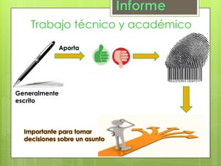 Trabajo técnico y académico
Aporta

Generalmente
escrito

 