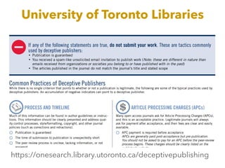 Appearances can be deceiving: how to avoid 'predatory' publishers