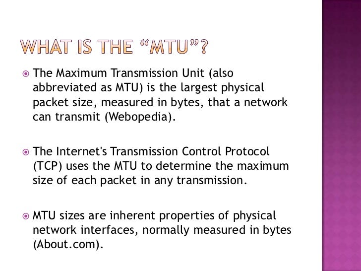Michelle davies cis180 maximum transmission unit
