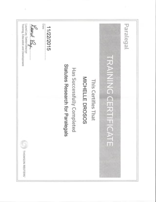 Michelle drosos paralegal certificates