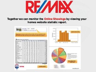 Together we can monitor the Online Showings by viewing your
homes website statistic report.

 