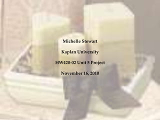 Michelle Stewart
Kaplan University
HW420-02 Unit 5 Project
November 16, 2010
 