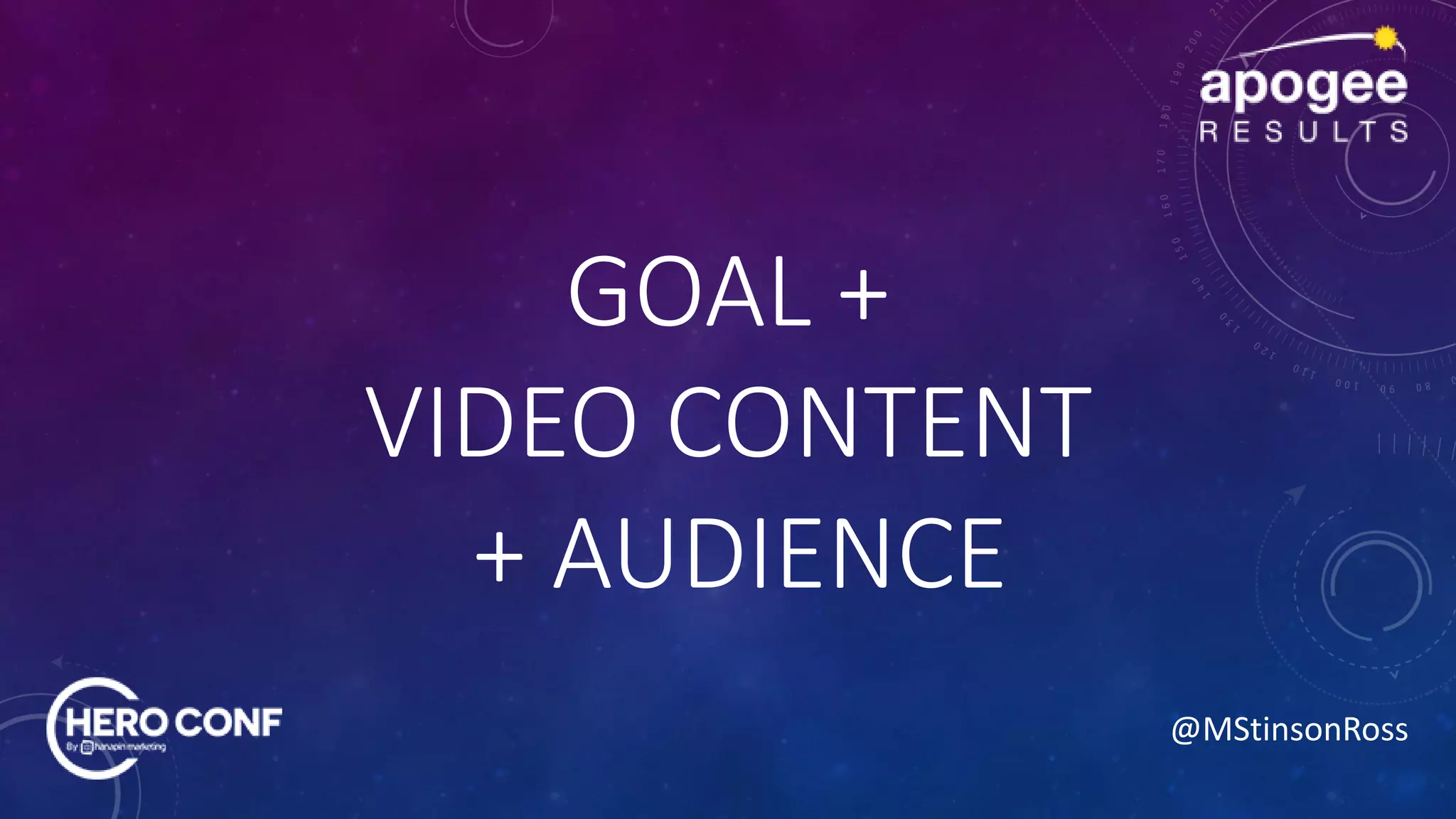 @MStinsonRoss
GOAL +
VIDEO CONTENT
+ AUDIENCE
 