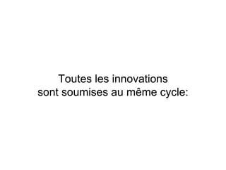 Toutes les innovations
sont soumises au même cycle:
 