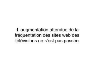 -L’augmentation attendue de la
fréquentation des sites web des
télévisions ne s’est pas passée
 