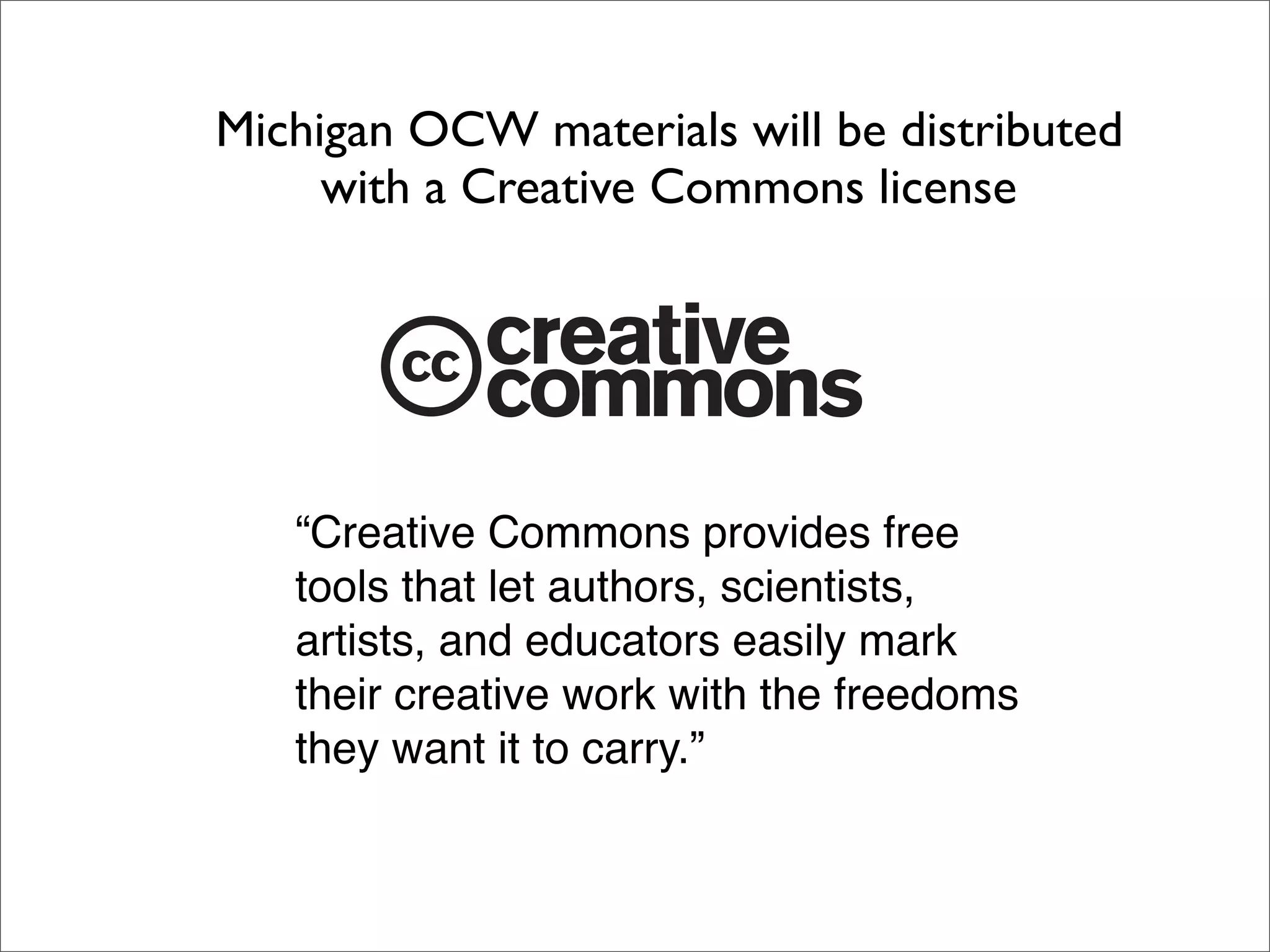 Michigan Open CourseWare dScribe and Intellectual Property introduction