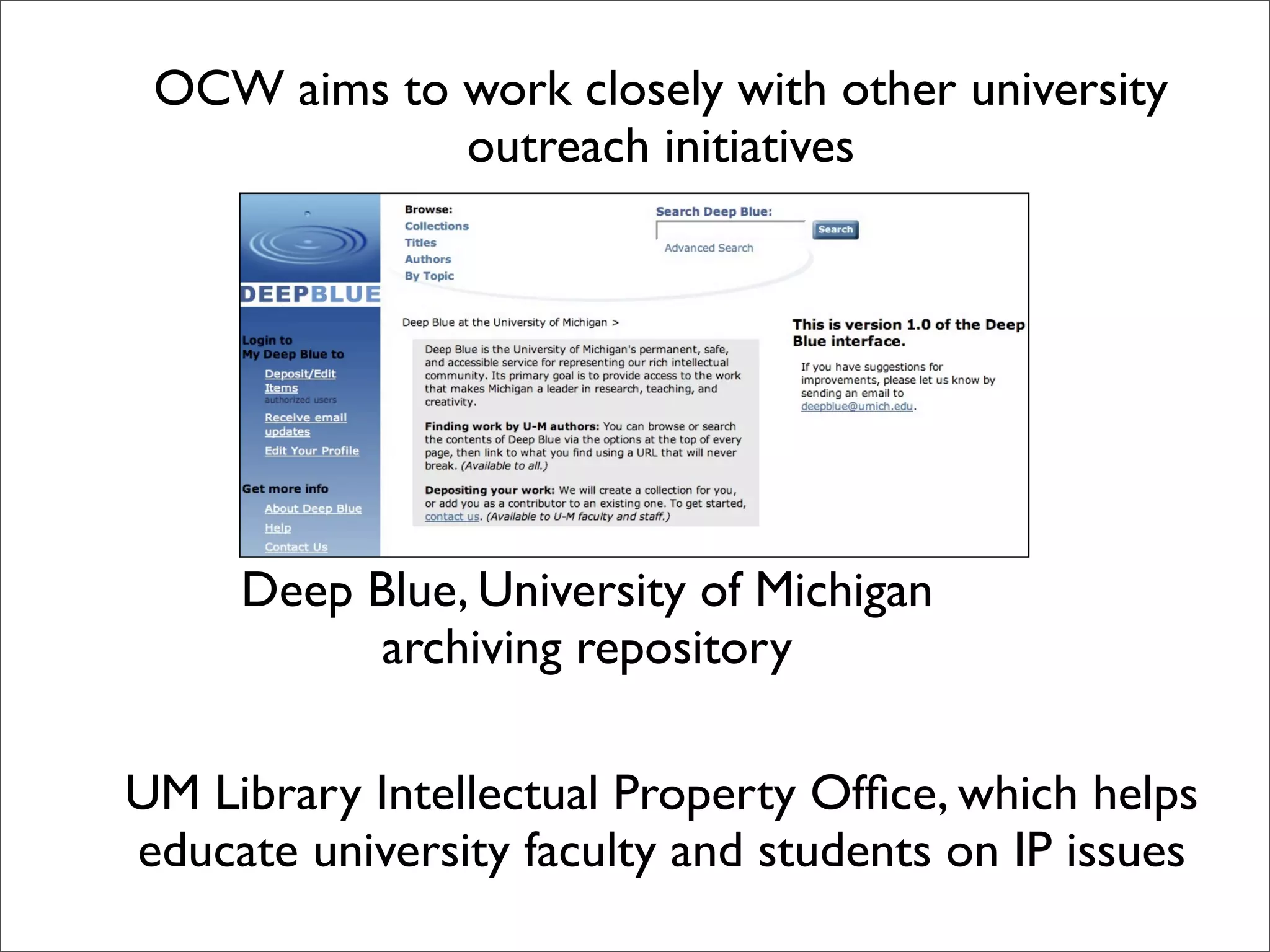 Michigan Open CourseWare dScribe and Intellectual Property introduction