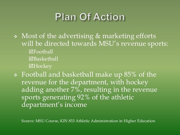 Michigan State University Athletic Department Final Presentation Michigan State University Athletic Department Final Presentation