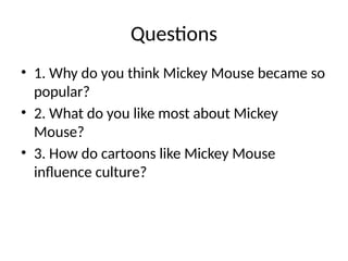 Mickey Mouse Presentation The Iconic Cartoon Character | PPTX