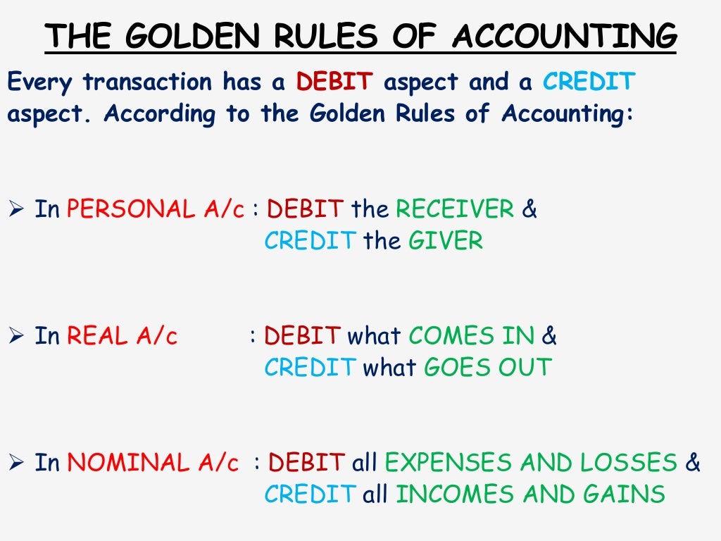 Golden Rules of Accounting. (Learn the Debit and Credit aspects of tr…
