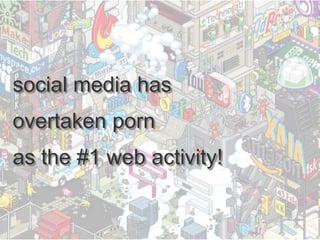 18
social media has
overtaken porn
as the #1 web activity!
 