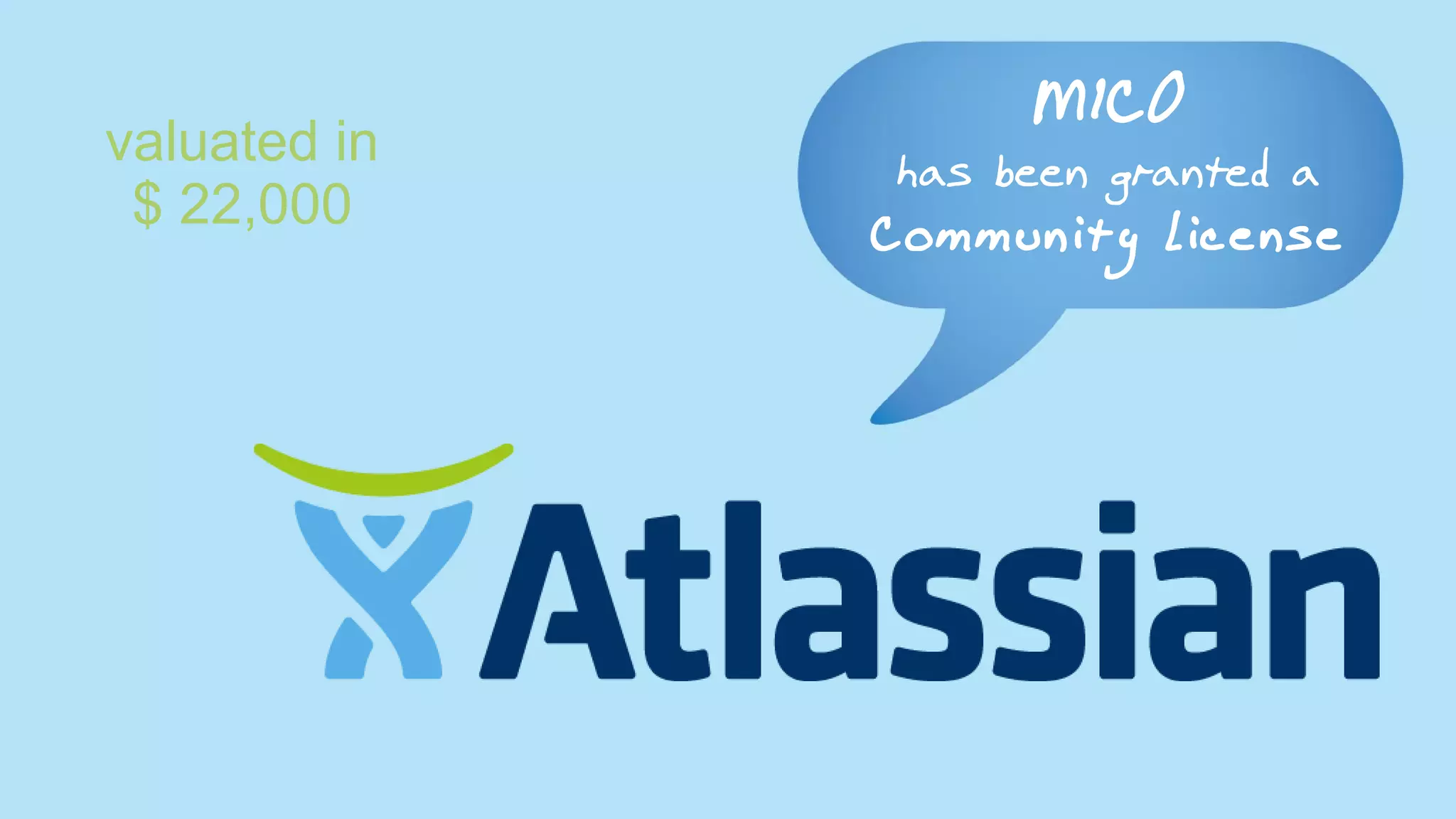 valuated in
$ 22,000

MICO

has been granted a
Community License

 